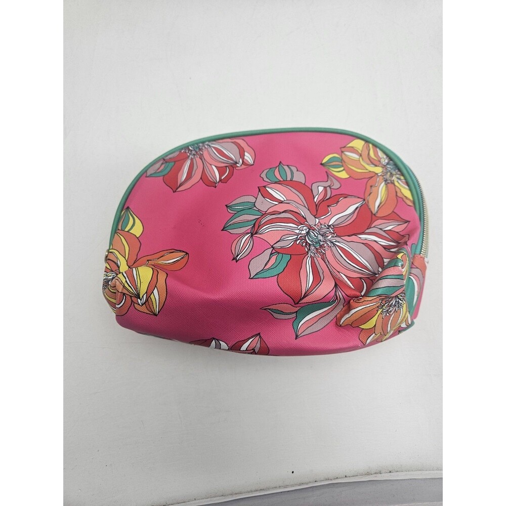 TRINA TURK pink FLORAL Cosmetic Toiletry Makeup Travel Bag Case